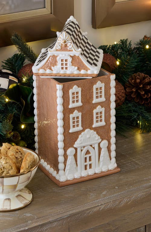 Mackenzie-childs Mackenzie Childs Gingerbread House Ceramic Cookie Jar In Multi