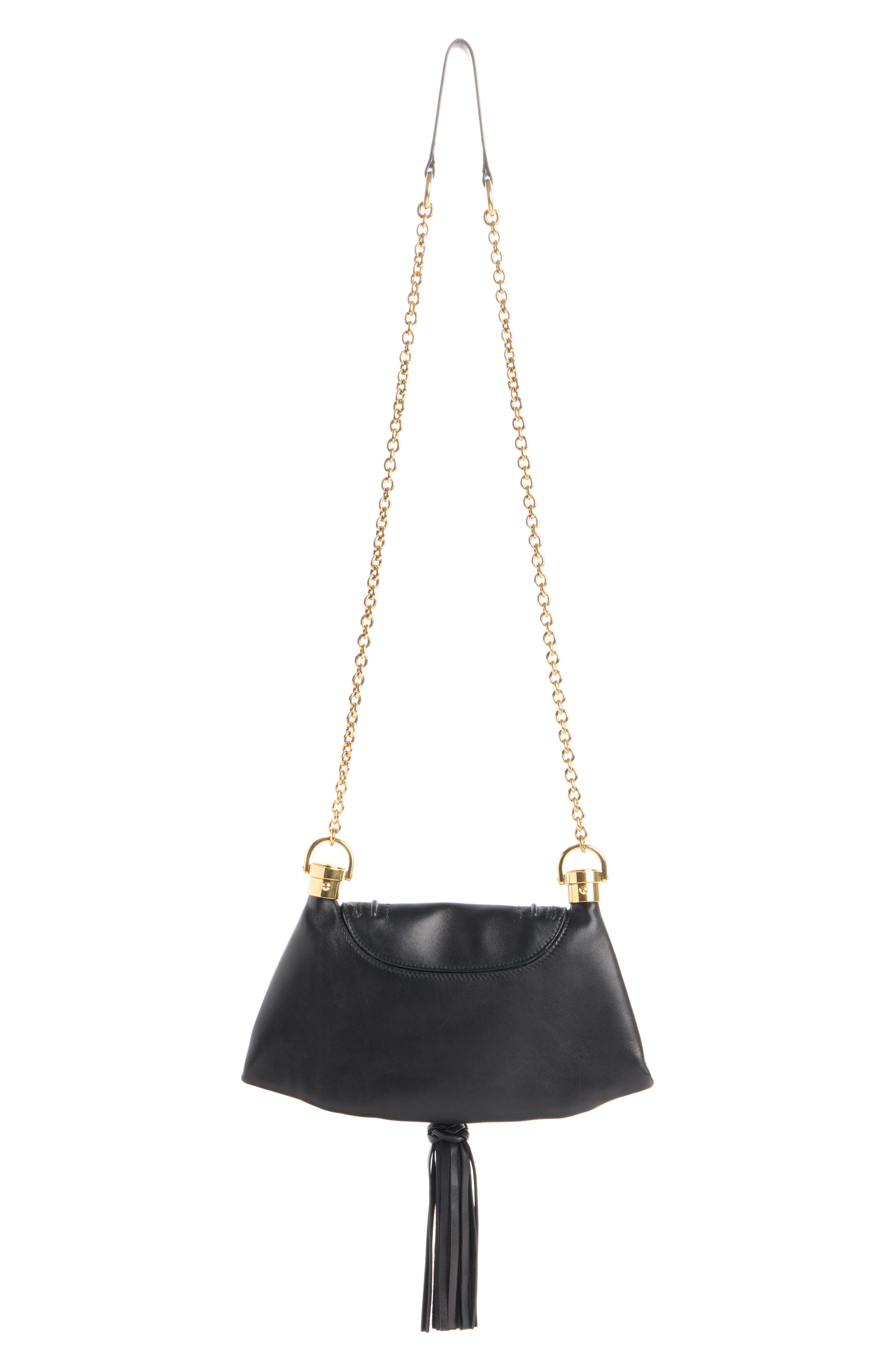 Marcie Foulard Leather Shoulder Bag, Alternate, color, BLACK