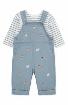 Doggies Embroidered Overalls & T-Shirt Set