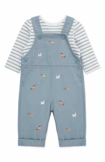 Doggies Embroidered Overalls & T-Shirt Set