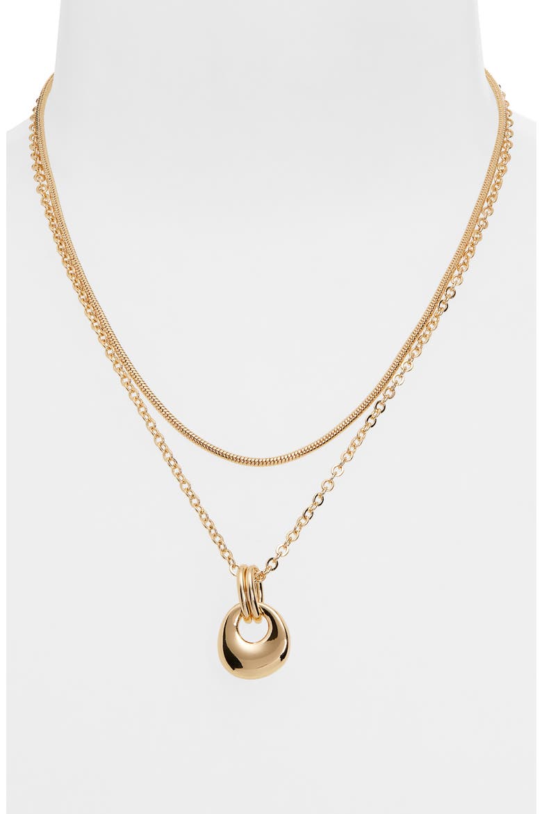Layered Doorknocker Pendant Necklace, Alternate, color, GOLD