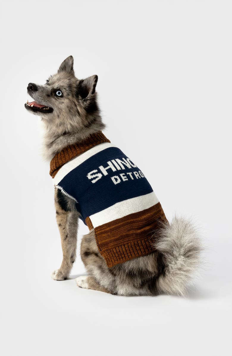 Shinola Logo Jacquard Dog Sweater, Alternate, color, Brown