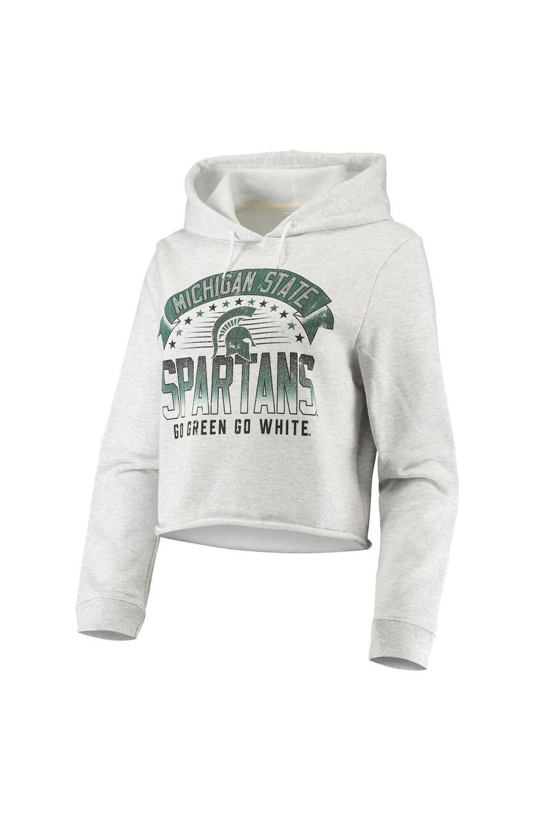 LEAGUE COLLEGIATE WEAR Women's League Collegiate Wear Ash Michigan State Spartans Banner 1636 Cropped Pullover Hoodie, Alternate, color, 