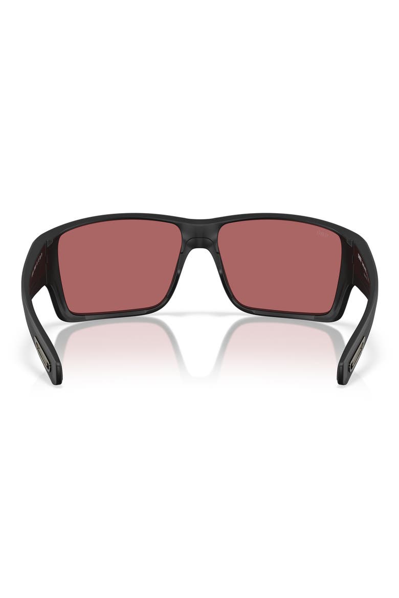 63mm Polarized Rectangular Sunglasses, Alternate, color, MATTE BLACK/ ROSE