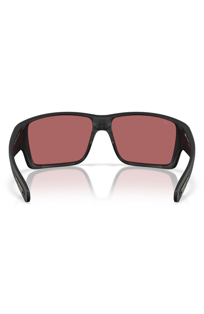 Costa Del Mar 63mm Polarized Rectangular Sunglasses, Alternate, color, Matte Black/ Rose