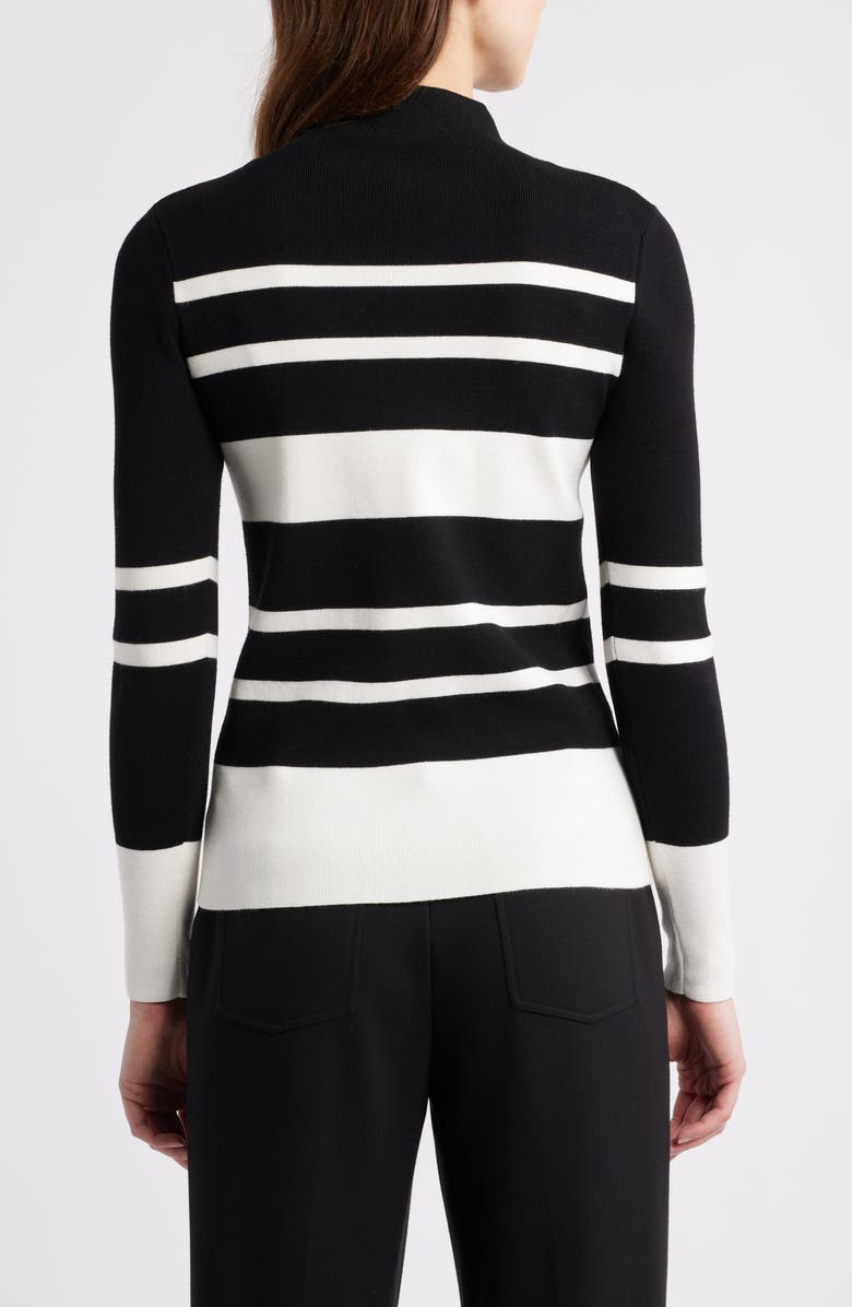 Elie Tahari The Clio Stripe Sweater, Alternate, color, Noir/ Sky White