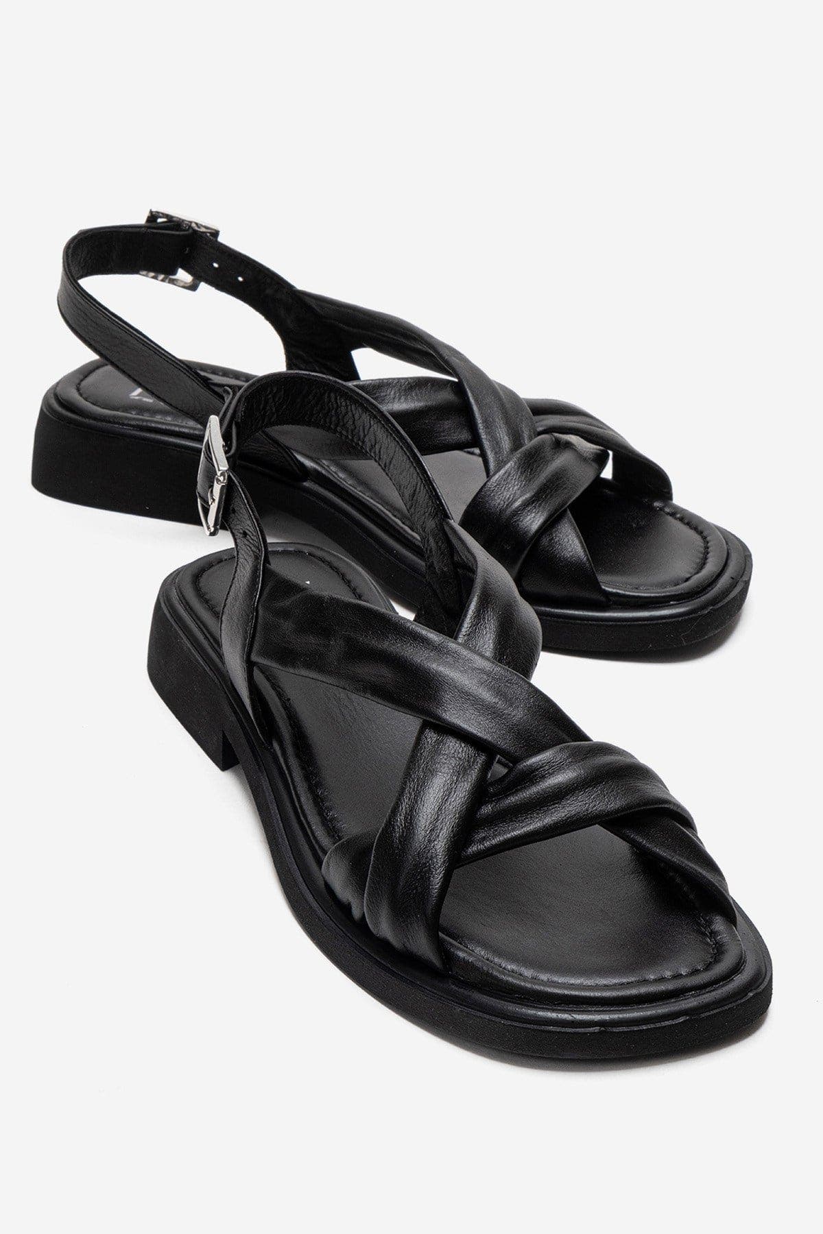 Forever & Always Shoes Frand Leather Crisscross Strap Sandal, Main, color, Black