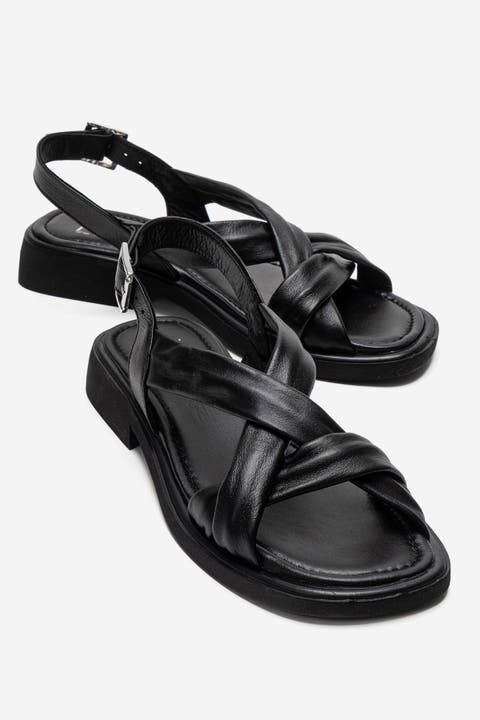 Frand Leather Crisscross Strap Sandal