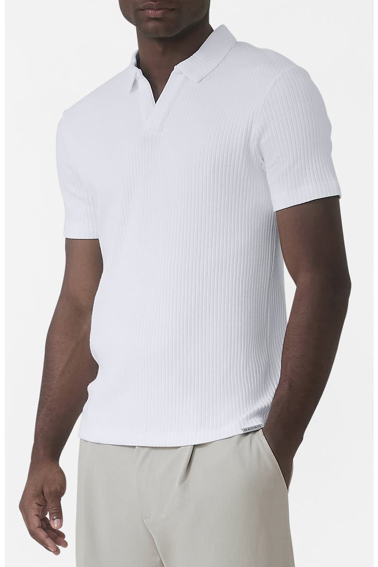 Elysee Slim Ribbed Revere Polo, Alternate, color, White
