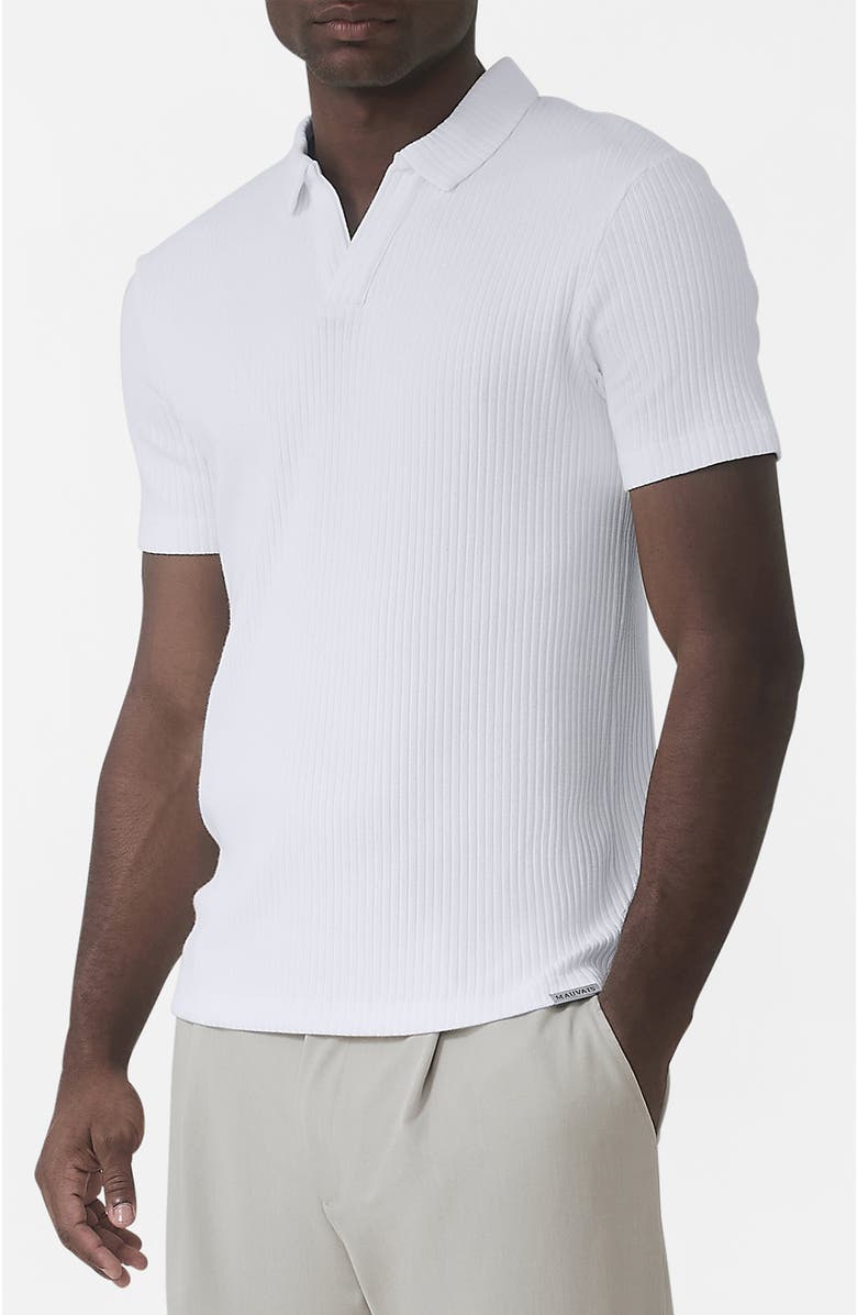 MAUVAIS Elysee Slim Ribbed Revere Polo, Alternate, color, White