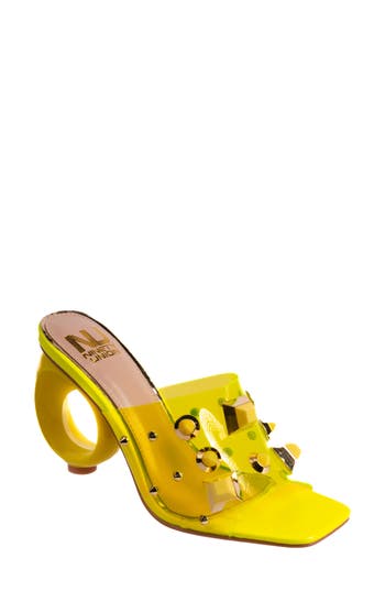 Ninety Union Vegas Sculptural Heel Sandals In Lime