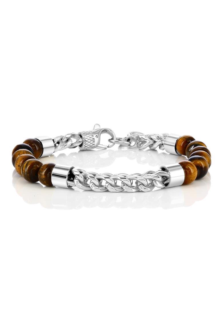 Men's Beaded Chain Bracelet, Main, color, TIGER EYE