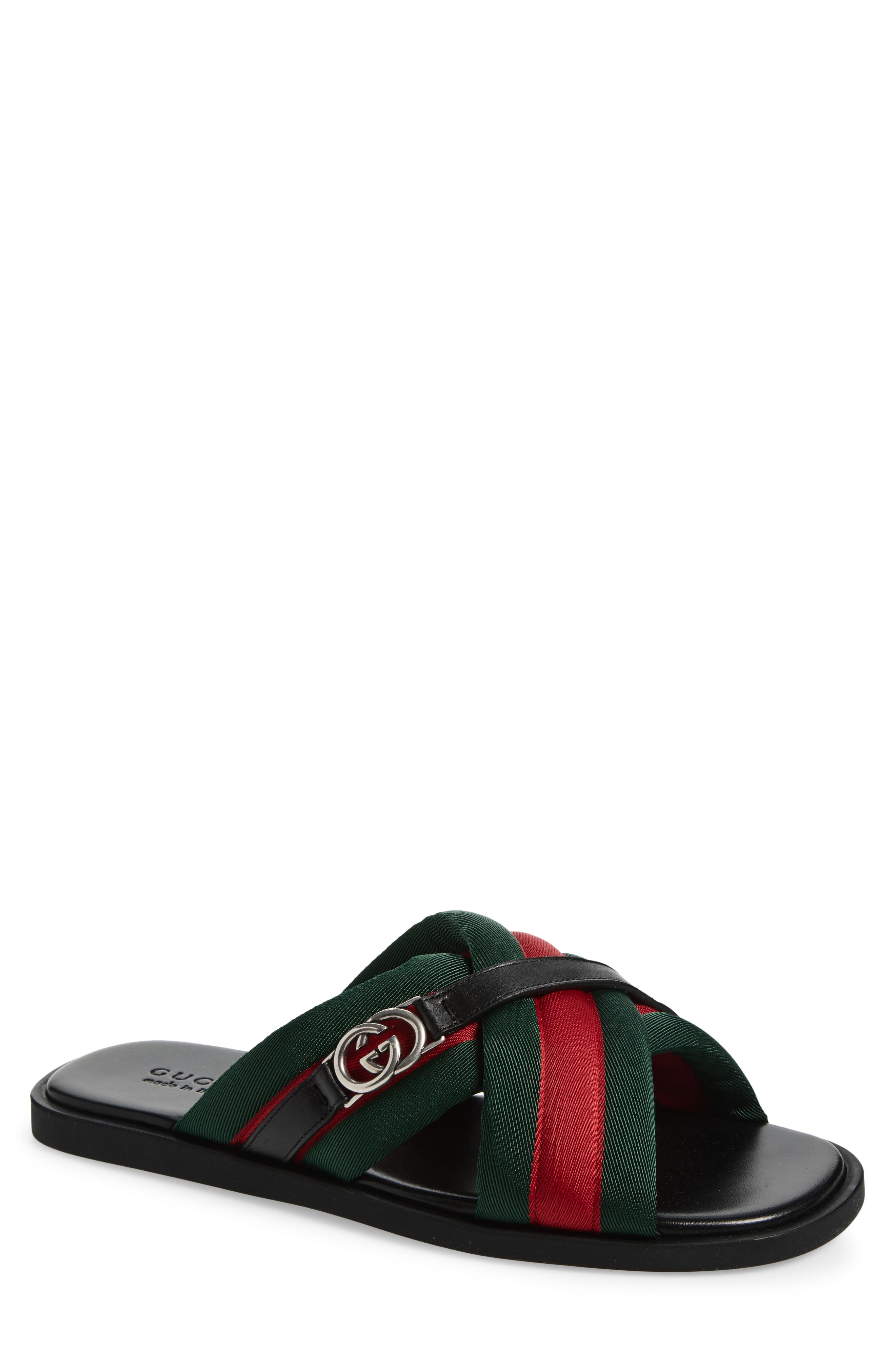 Gucci Maverik Crossover Strap Sandal, Main, color, Green/ Red