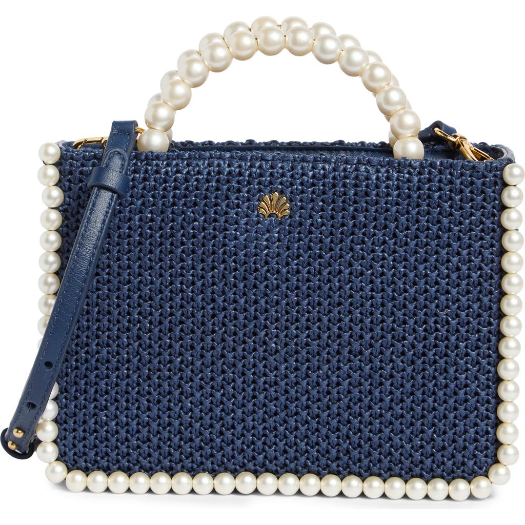 Lele Sadoughi Mini Maya Raffia Tote In Blue