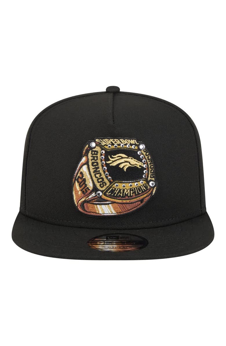 New Era Men's New Era Black Denver Broncos Super Bowl Ring 9FIFTY A-Frame Adjustable Hat, Alternate, color, Black