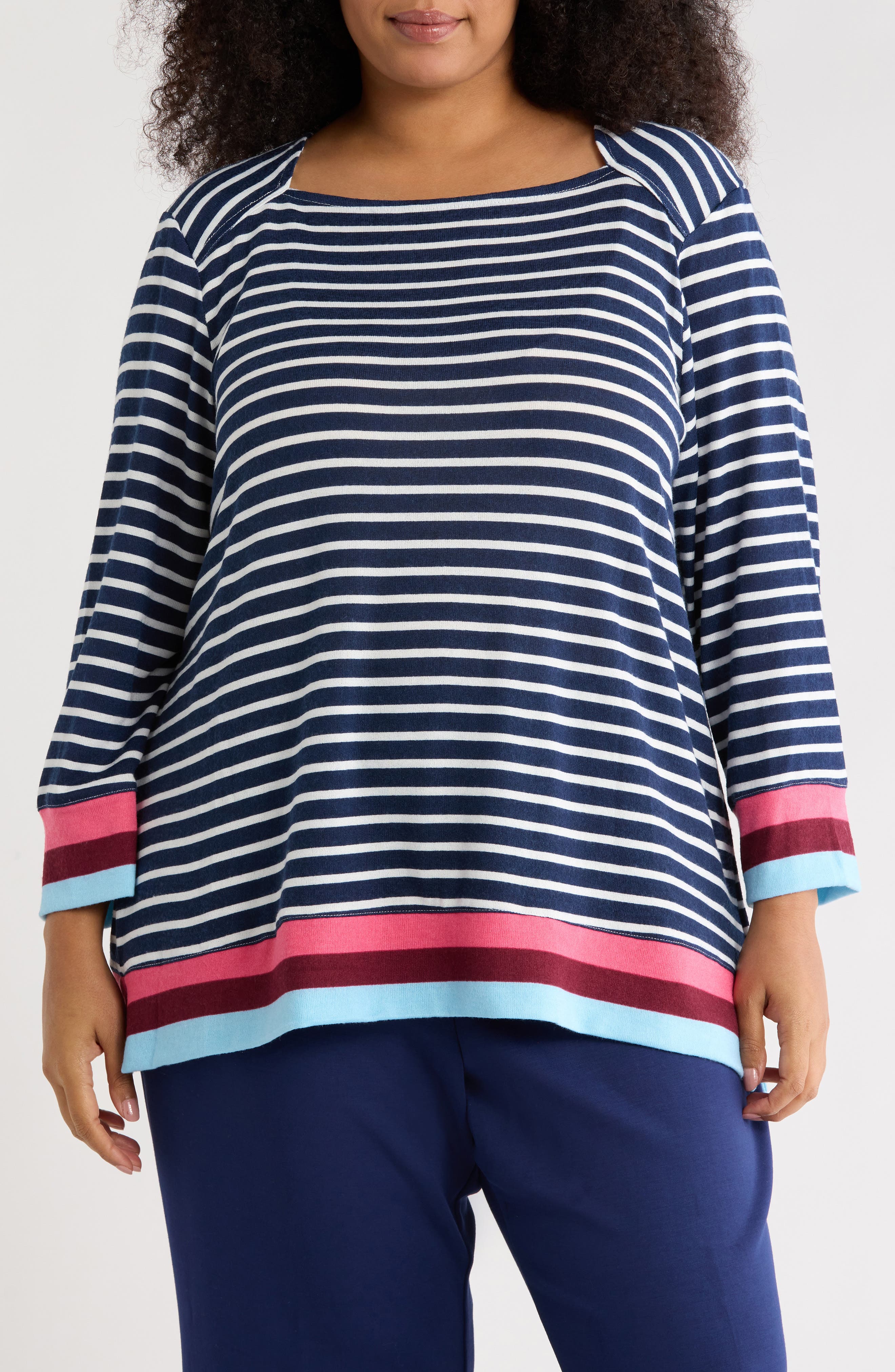 RUBY RD Stripe Hacci Pullover