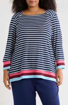 RUBY RD Stripe Hacci Pullover
