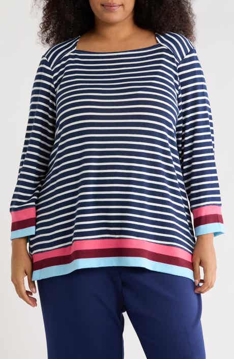 RUBY RD Stripe Hacci Pullover