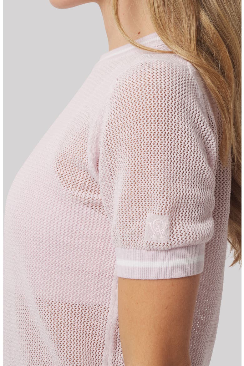Sydney Cotton Mesh Golf T-Shirt, Alternate, color, PETAL PINK/ WHITE