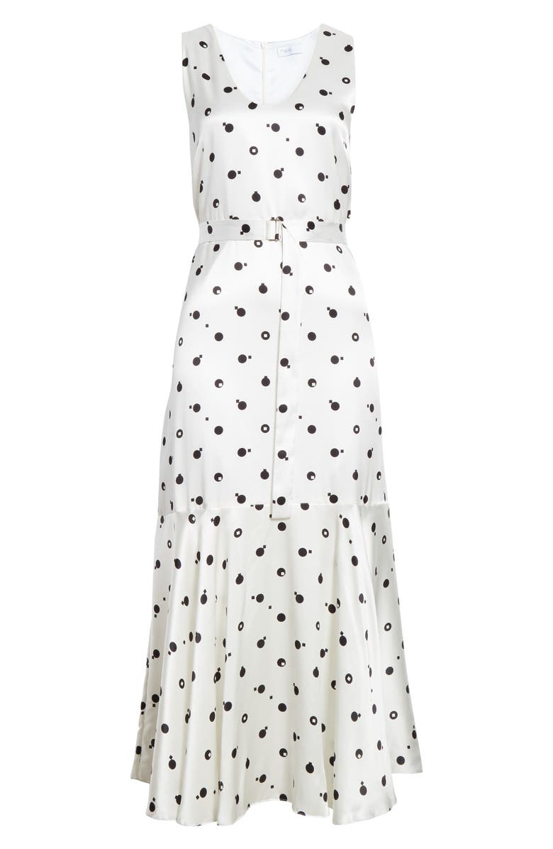 Rosetta Getty Bauhaus Dot Print Silk Charmeuse Midi Dress, Alternate, color,