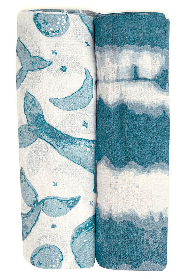 2-Pack Assorted Swaddle Blankets, Main, color, BLUE/ WHITE