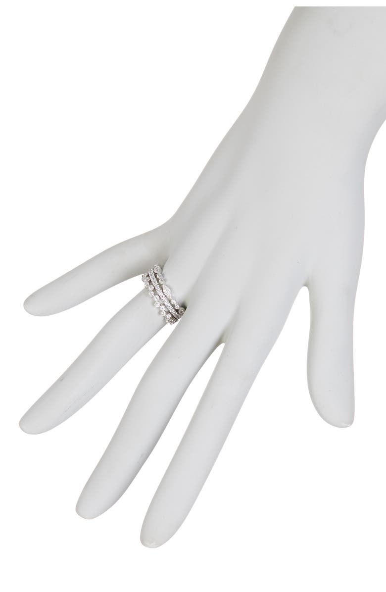 Sterling Forever Sterling Silver Cubic Zirconia Stackable Ring Set, Alternate, color,