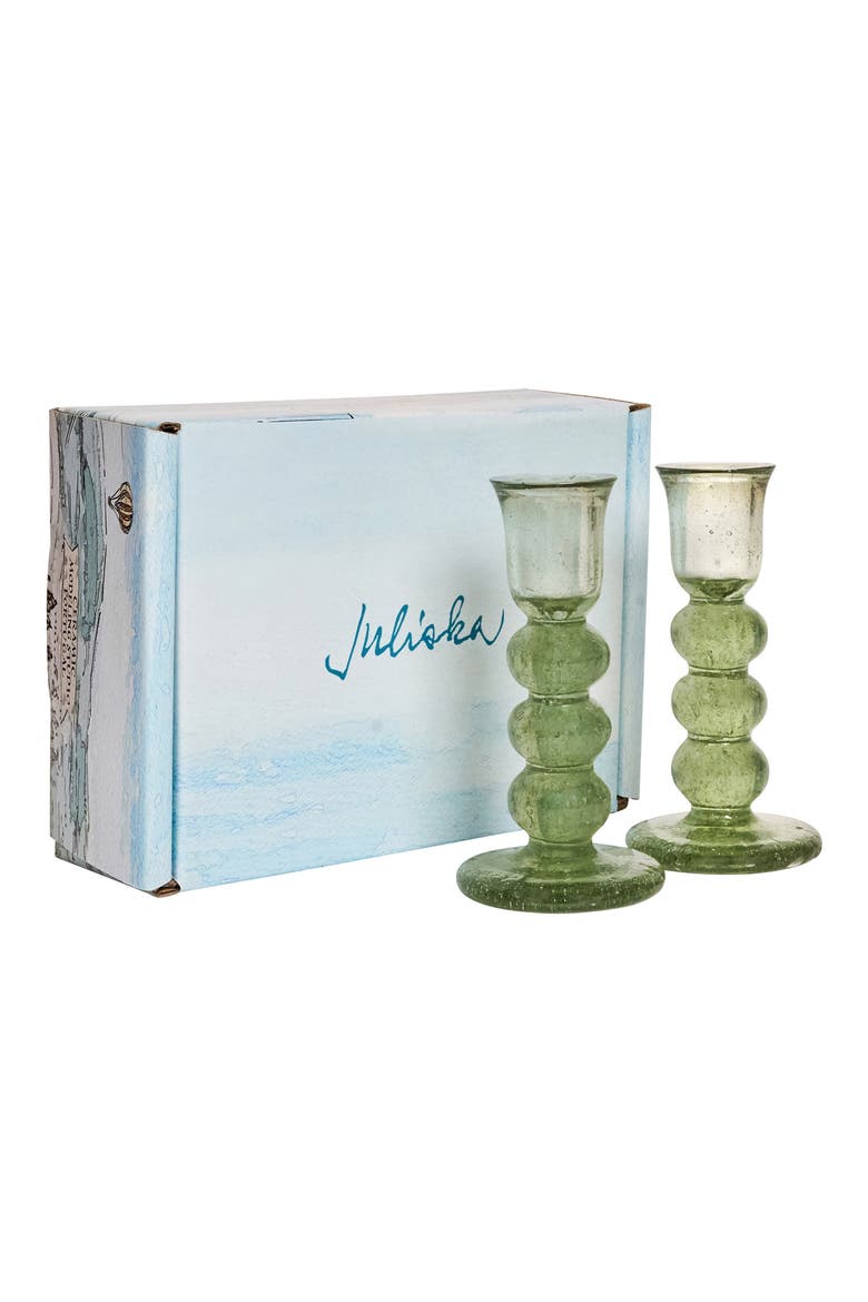 Provence Set of 2 Candlesticks, Alternate, color, BASIL