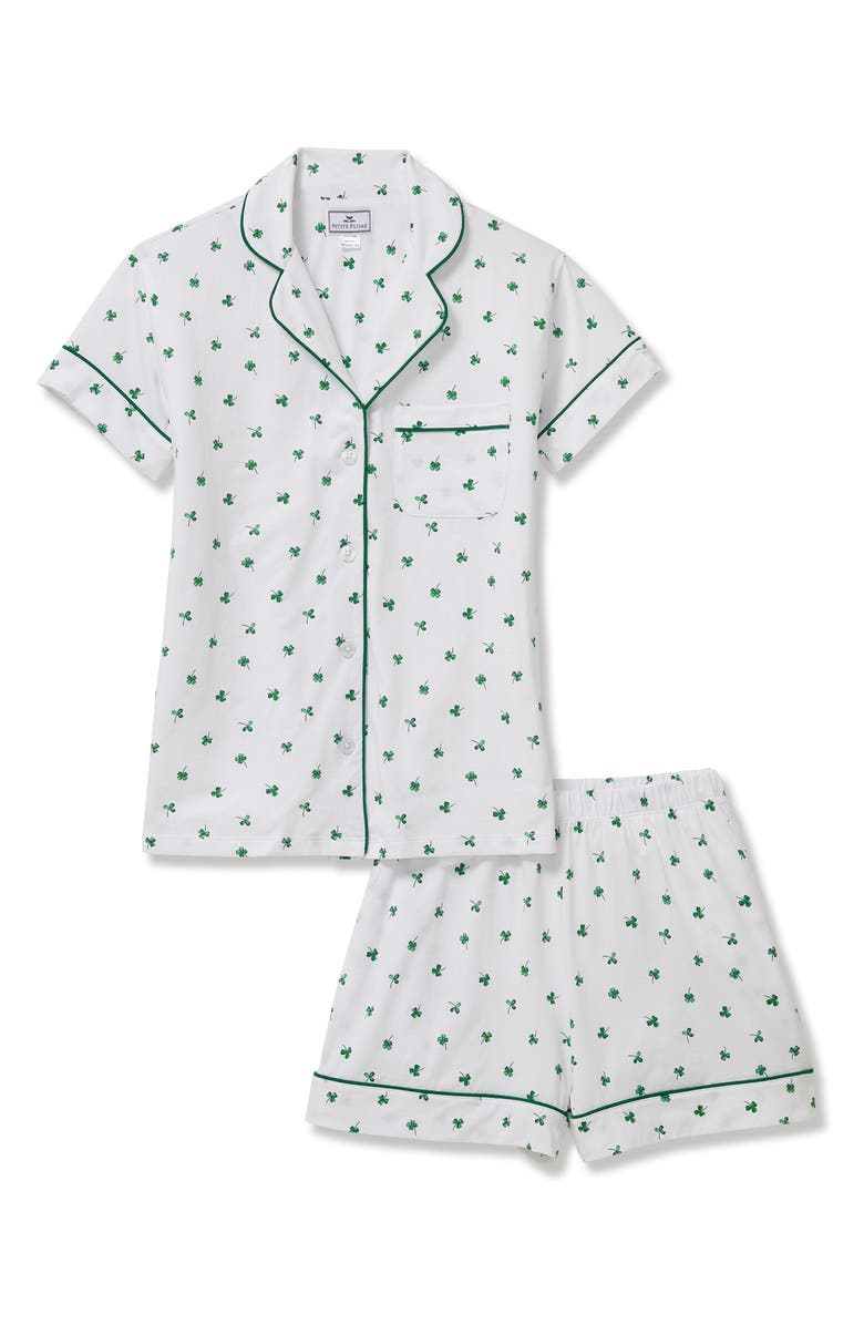 Petite Plume Featherweight Pima Cotton Short Pajamas, Alternate, color, Green