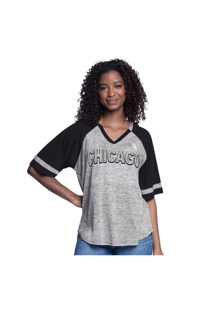 G-III 4HER BY CARL BANKS Women's G-III 4Her by Carl Banks Black Chicago White Sox Hall of Fame Raglan Oversized Half-Sleeve Top, Main, color, Black