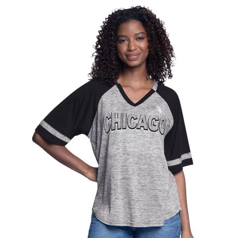 Women's G-III 4Her by Carl Banks  Black Chicago White Sox Hall of Fame Raglan Oversized Half-Sleeve Top