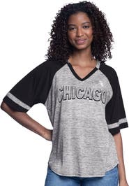 G-III 4HER BY CARL BANKS Women's G-III 4Her by Carl Banks  Black Chicago White Sox Hall of Fame Raglan Oversized Half-Sleeve Top