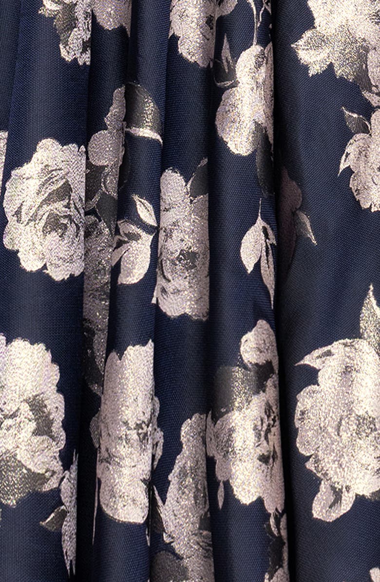 Betsy & Adam Jacquard Burnout Strapless Gown, Alternate, color, Navy/ Blush