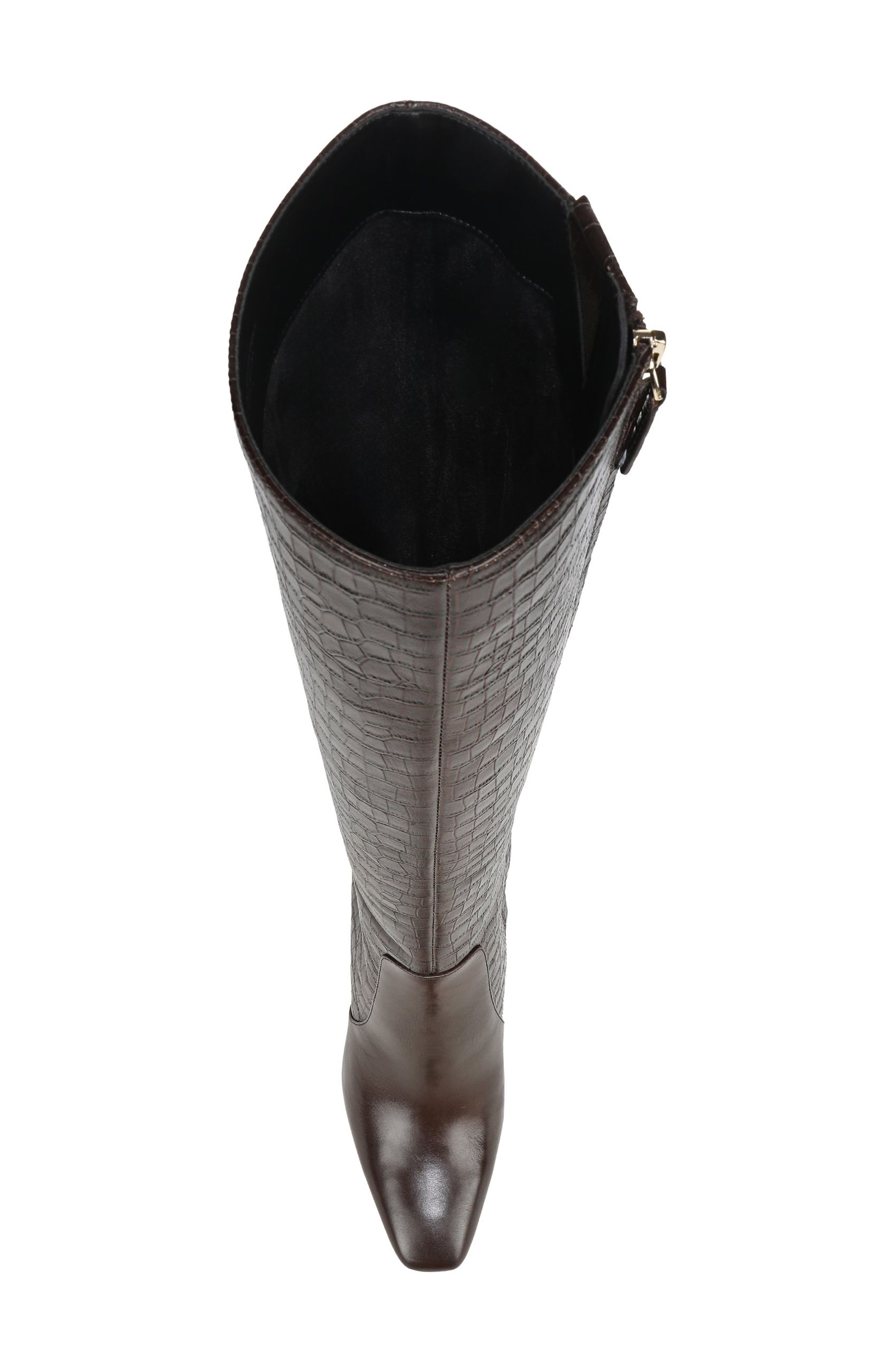 Hadley Croc Embossed Leather Knee High Boot, Alternate, color, COFFEE BEAN