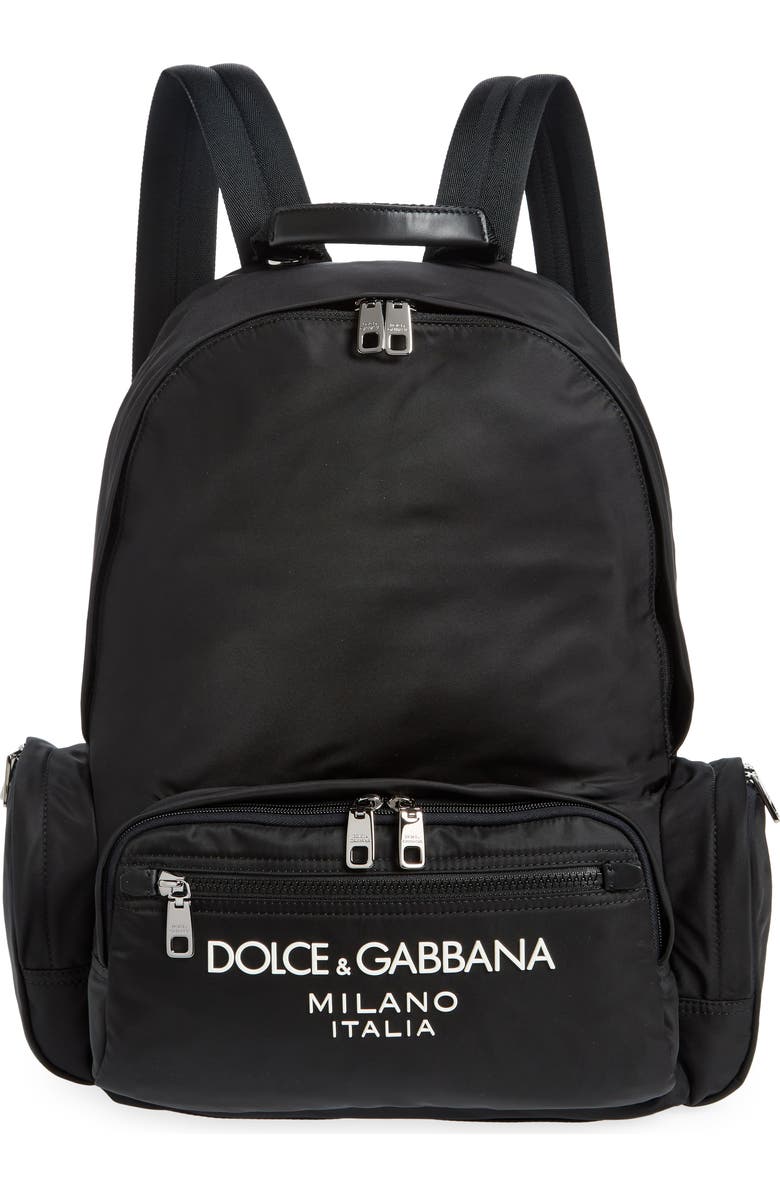 Dolce&Gabbana Logo Backpack, Main, color, Black/ Blac