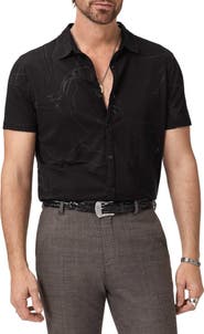 John Varvatos Elio Tangled Burnout Short Sleeve Button-Up Shirt