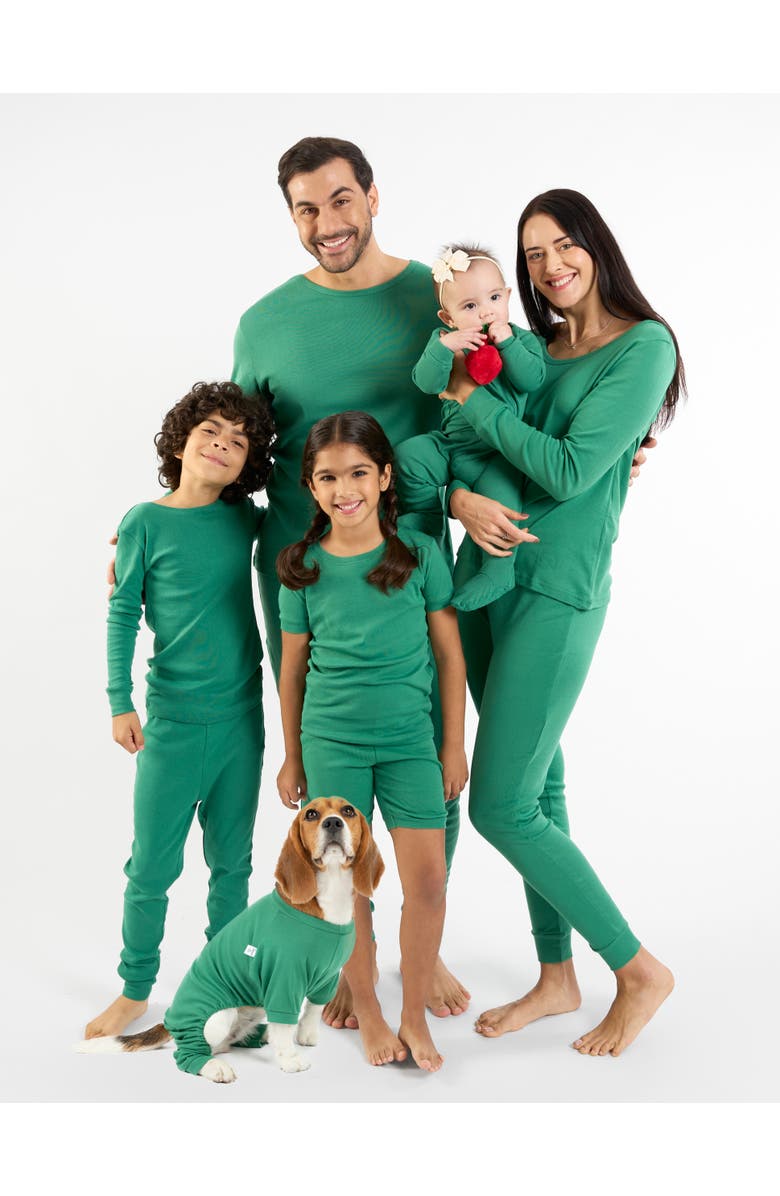 Leveret Kids Short Sleeve Cotton Solid Matching Family Pajamas, Alternate, color, Green