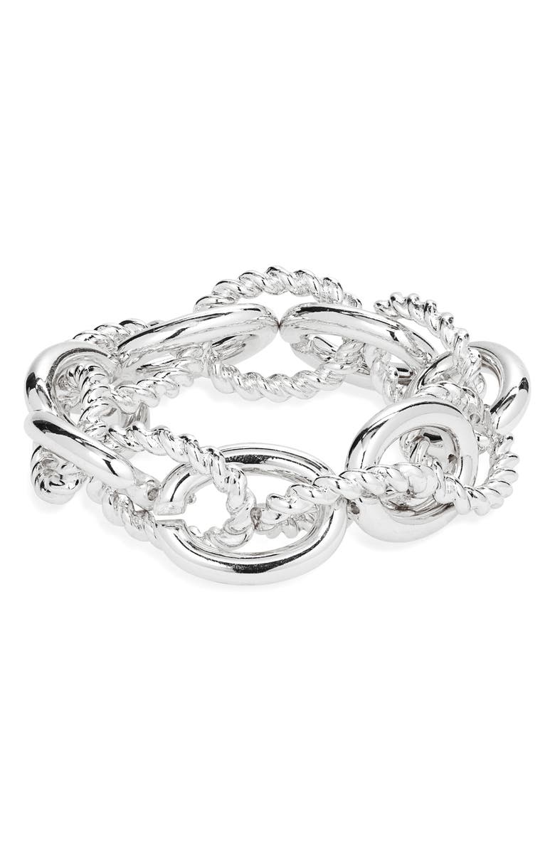 Nordstrom Mixed Link Stretch Bracelet, Main, color, Silver
