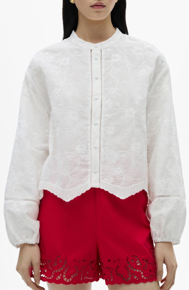 MANGO Floral Embroidered Shirt, Main, color,