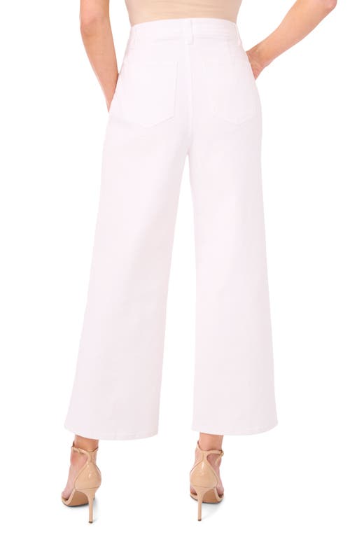 Cece Flower Pintuck Wide Leg Jeans In White