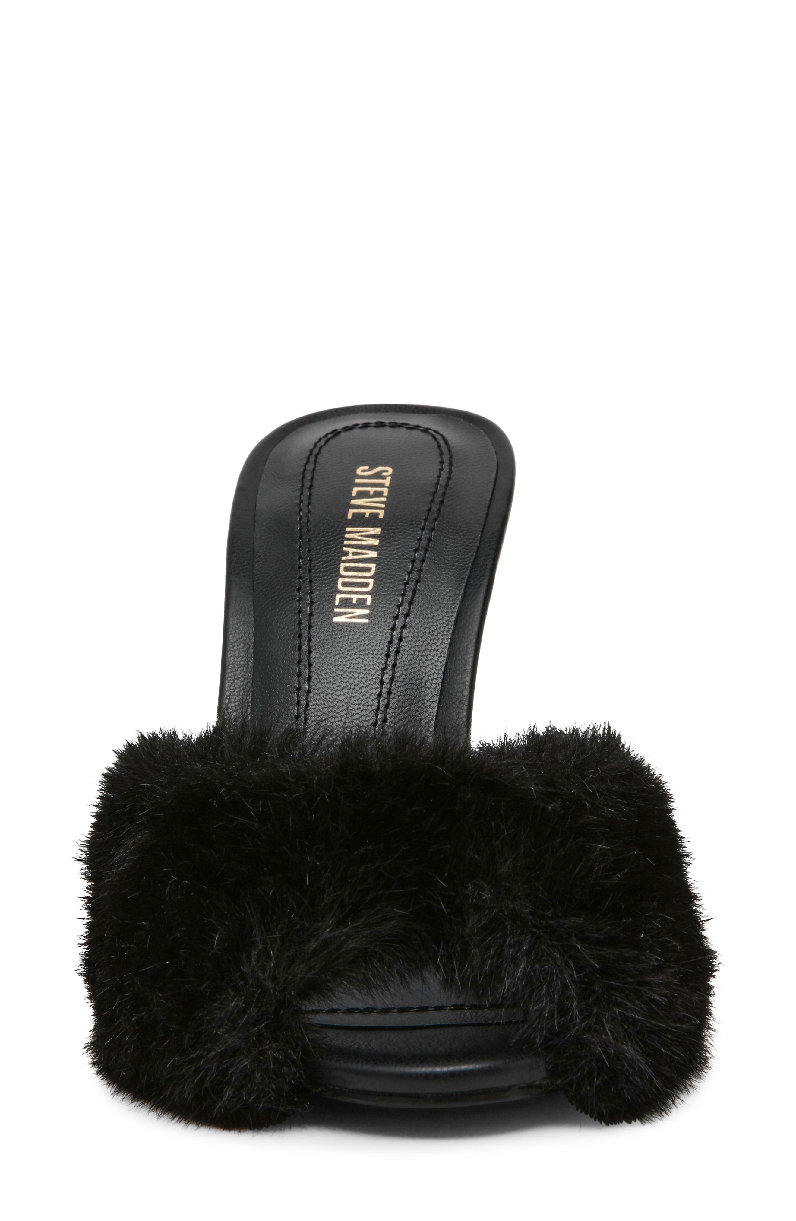 Steve Madden Priya Faux Fur Sandal, Alternate, color, 