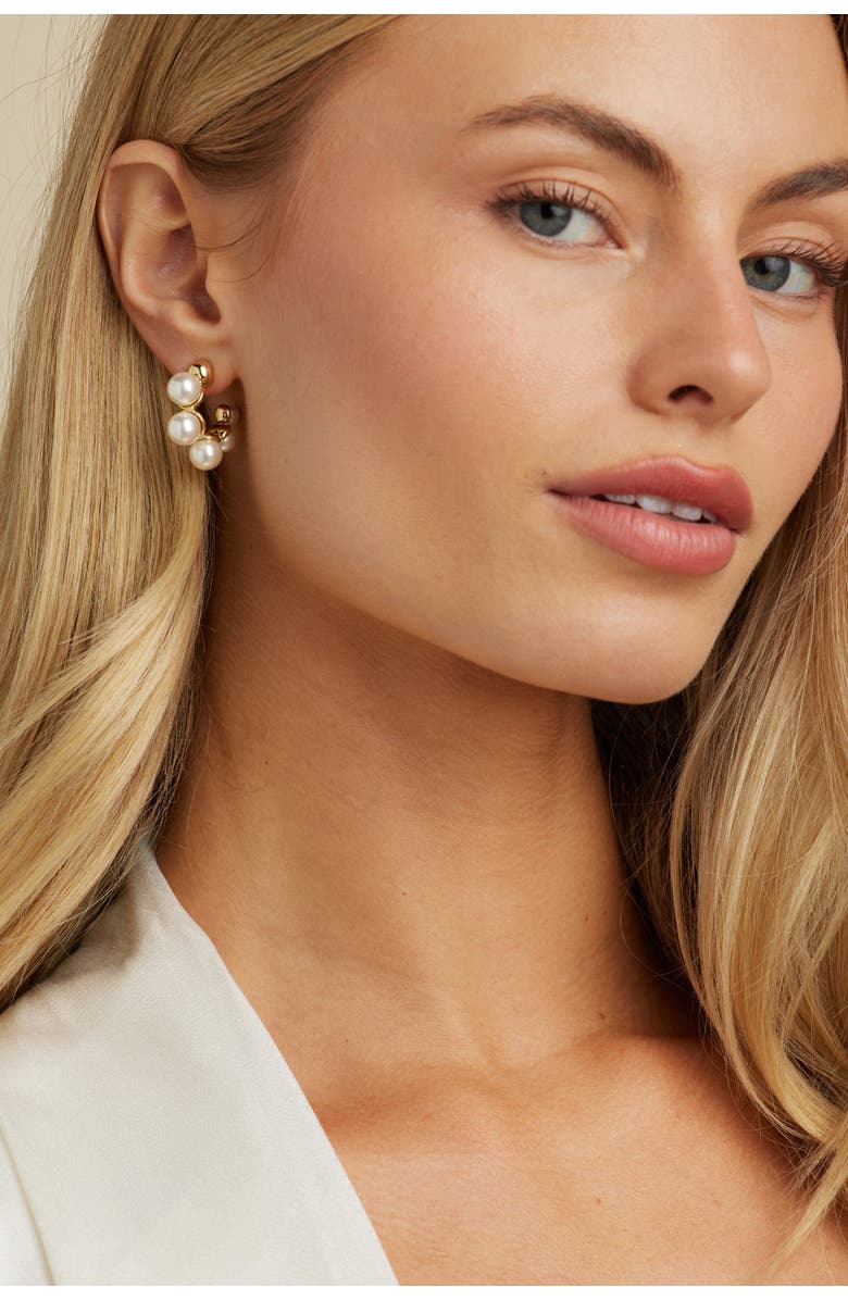 Untamed Petals Cassandra Pearl Hoops, Alternate, color, 