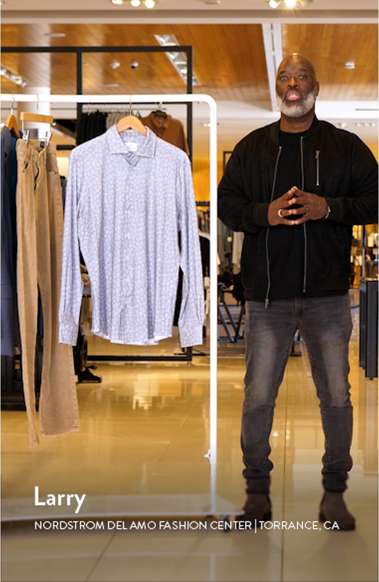 4Flex Modern Fit Floral Knit Button-Up Shirt, sales video thumbnail