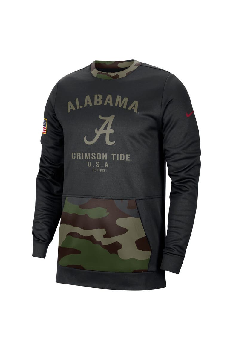 Men's Nike Black/Camo Alabama Crimson Tide Military Appreciation Performance Pullover Sweatshirt, Alternate, color, Black