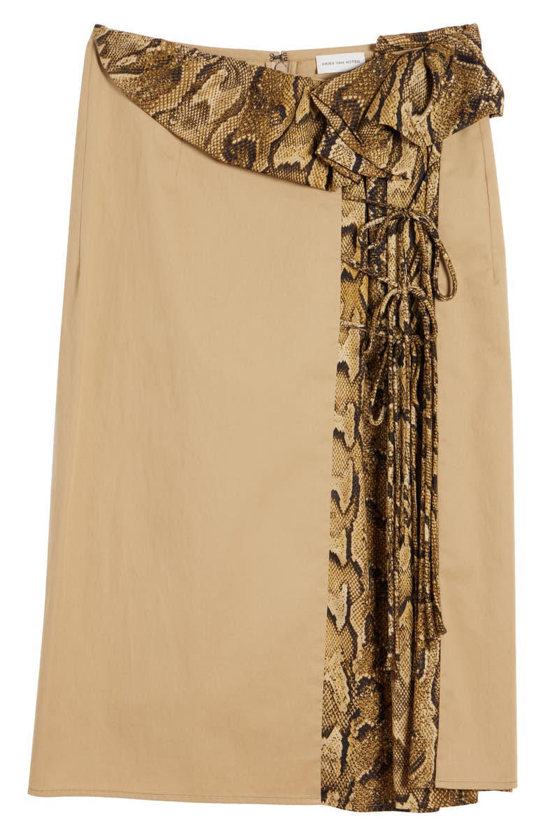 Dries Van Noten Sebia Snakeskin Print Ruffle Midi Skirt, Alternate, color, 