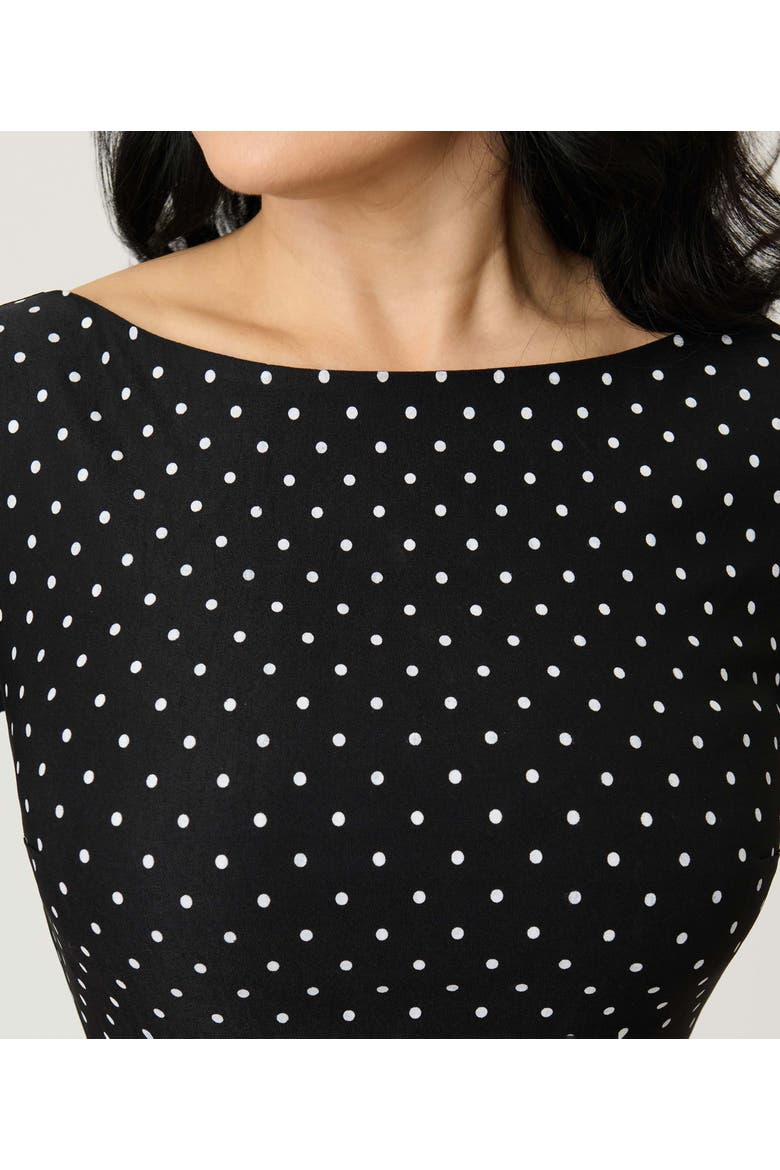 Three Quarter Sleeve Belted Devon Swing Dress, Alternate, color, Black & White Polka Dot