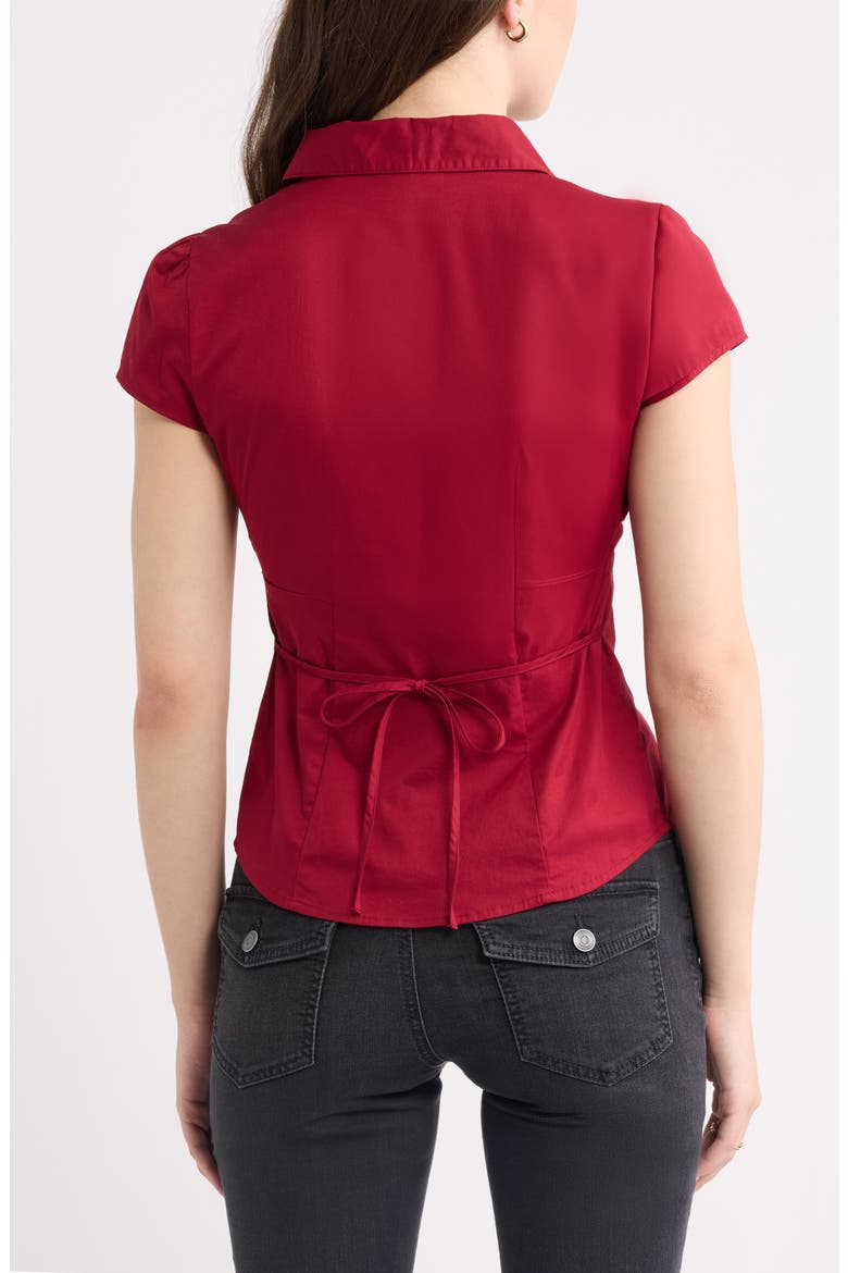Ruched Empire Waist Button Shirt, Alternate, color, RED CINDER