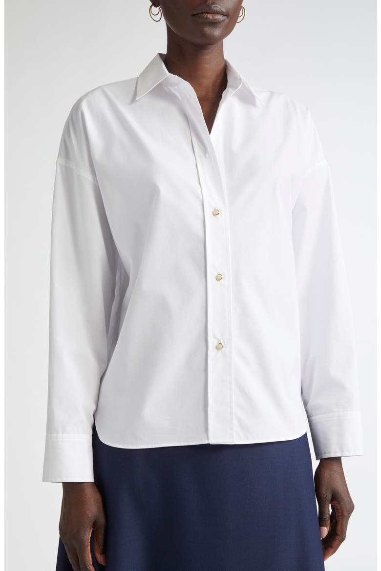 Cotton Poplin Button-Up Shirt, Alternate, color, CLASSIC WHITE