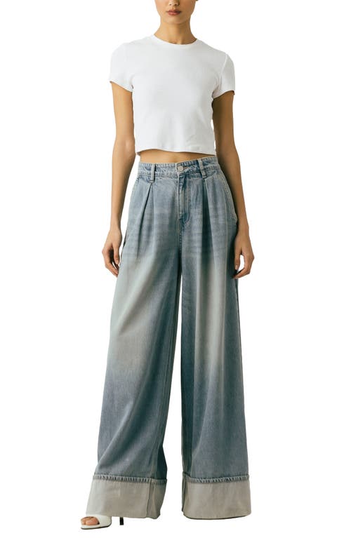 Blanknyc Pleated Wide Leg Jeans In Blue