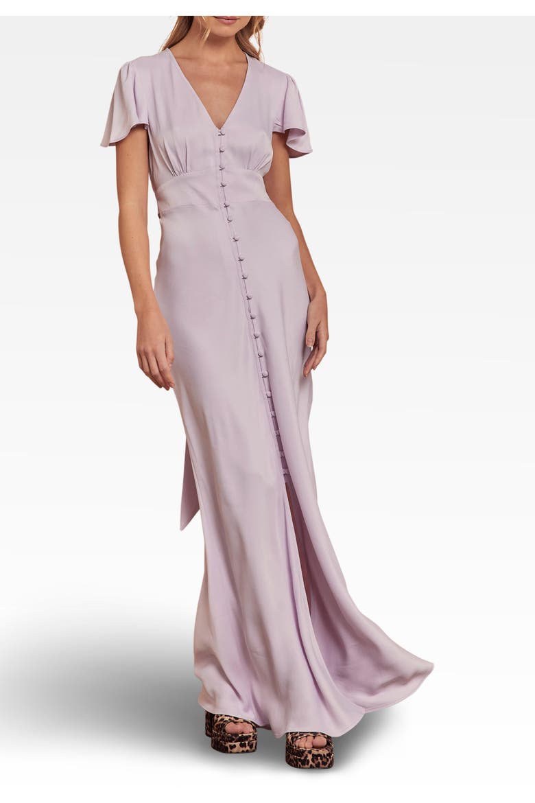 Chelsea Satin V-Neck Bridesmaid Dress, Alternate, color, Lilac