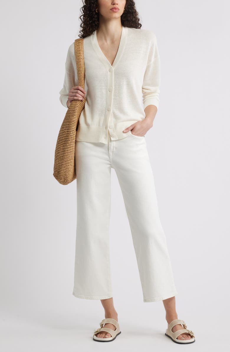 Nordstrom Linen Blend Cardigan, Alternate, color, Ivory Tofu